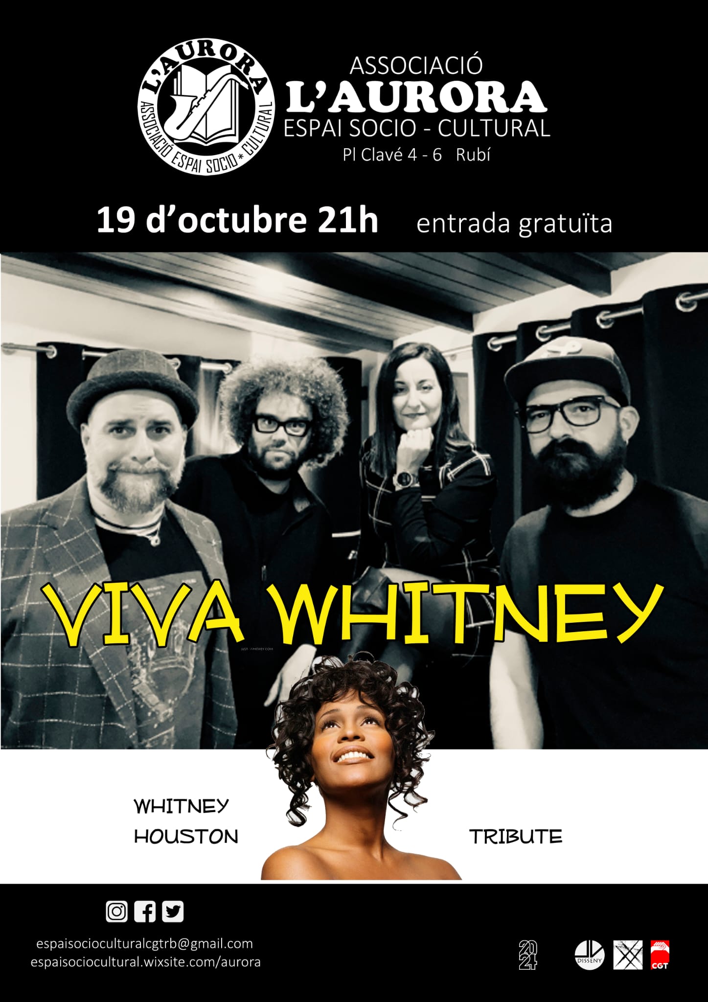 L'Associació Espai Sociocultural L'Aurora presenta en concert a Viva Whitney